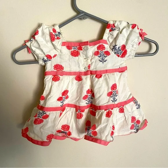 Haute hippie kids dress 12 months floral dress lined cotton - Picture 2 of 4